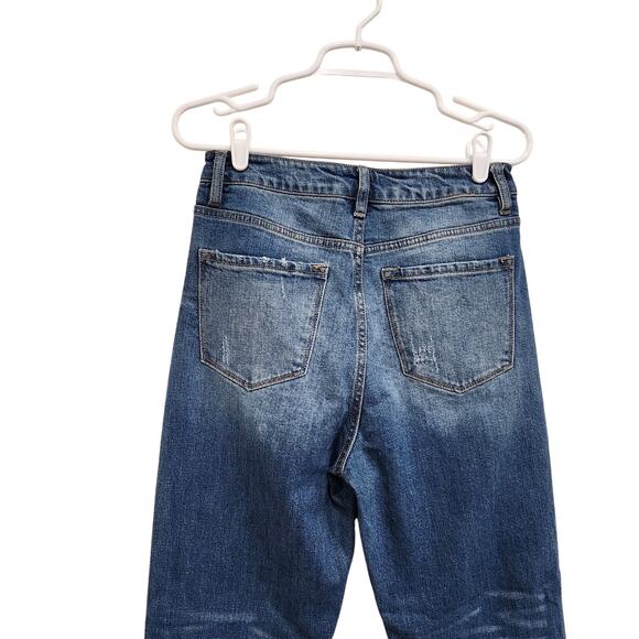 Kancan Baggy Fit Stretch Jeans High Rise Lightly Distressed Denim Blue Size 27 - Picture 5 of 8